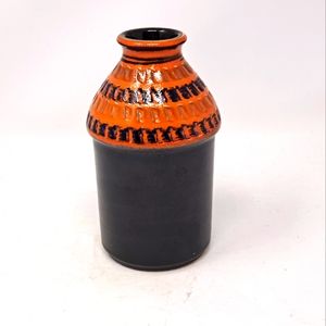 Orange And Brown Ceramic Small Vase Marked Germany On Bottom